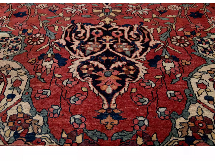 Antique Sarouk Wool Rug 9 X 12