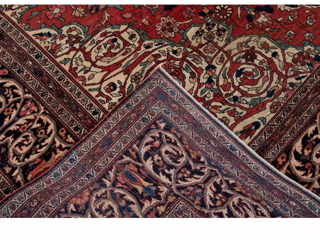 Antique Sarouk Wool Rug 9 X 12