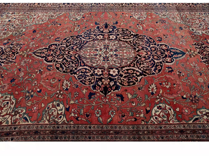 Antique Sarouk Wool Rug 9 X 12