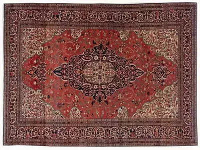 Antique Sarouk Wool Rug 9 X 12