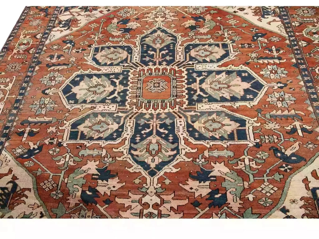 Antique Serapi Wool Rug 10 X 12