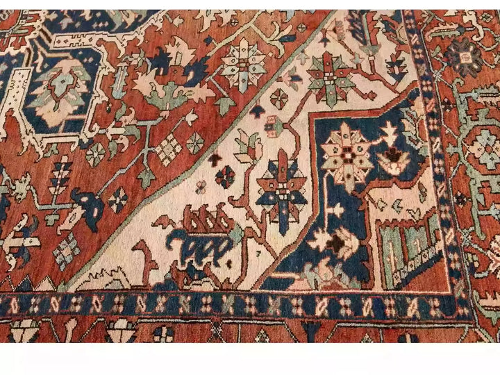 Antique Serapi Wool Rug 10 X 12