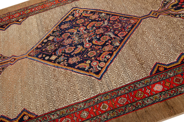 Antique Hamadan Wool Rug 7 X 14