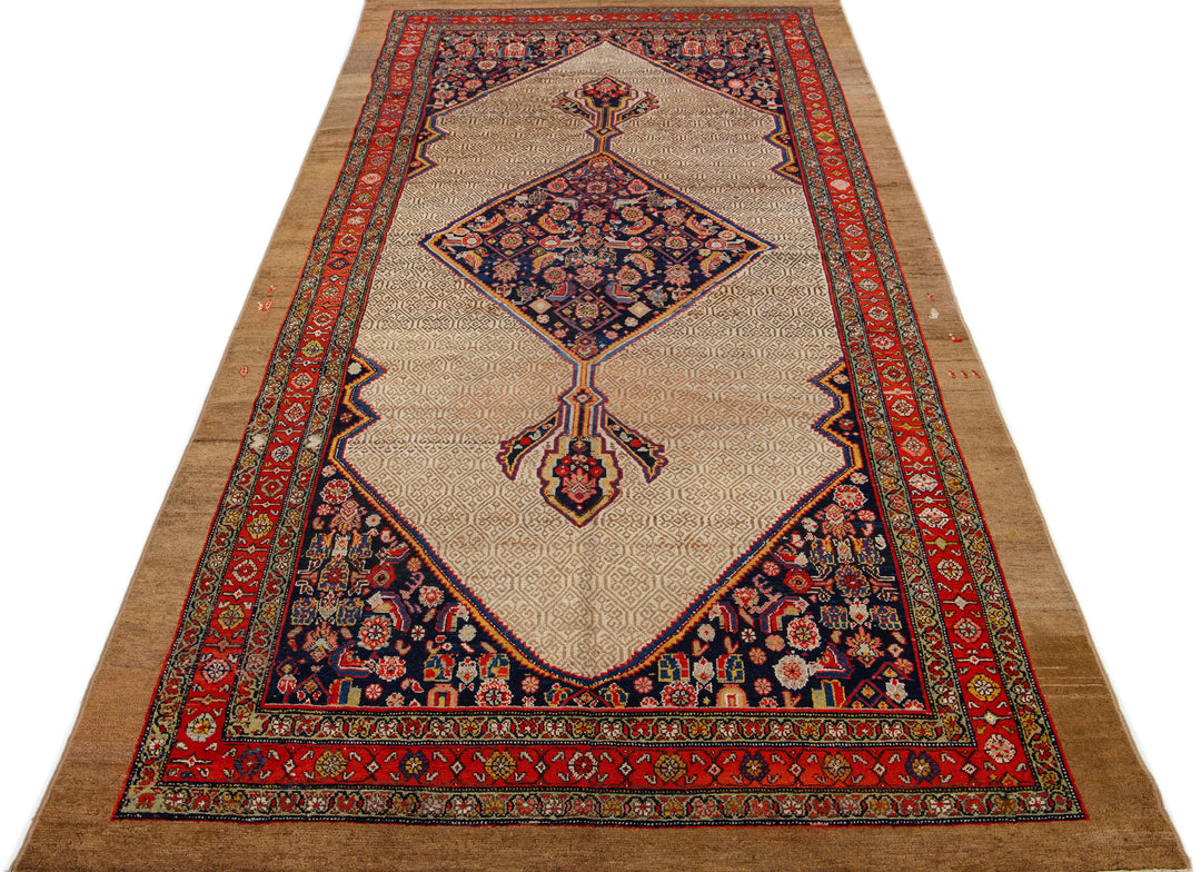 Antique Hamadan Wool Rug 7 X 14