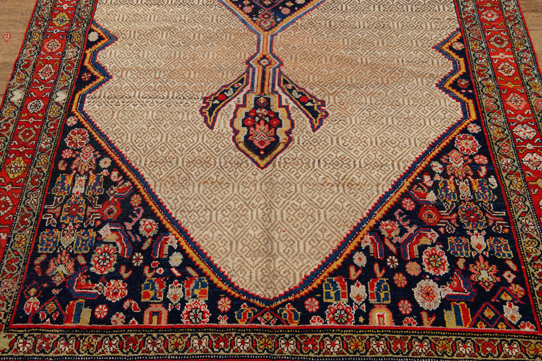 Antique Hamadan Wool Rug 7 X 14