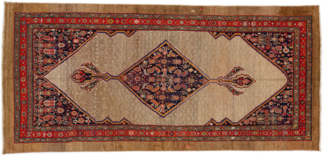 Antique Hamadan Wool Rug 7 X 14