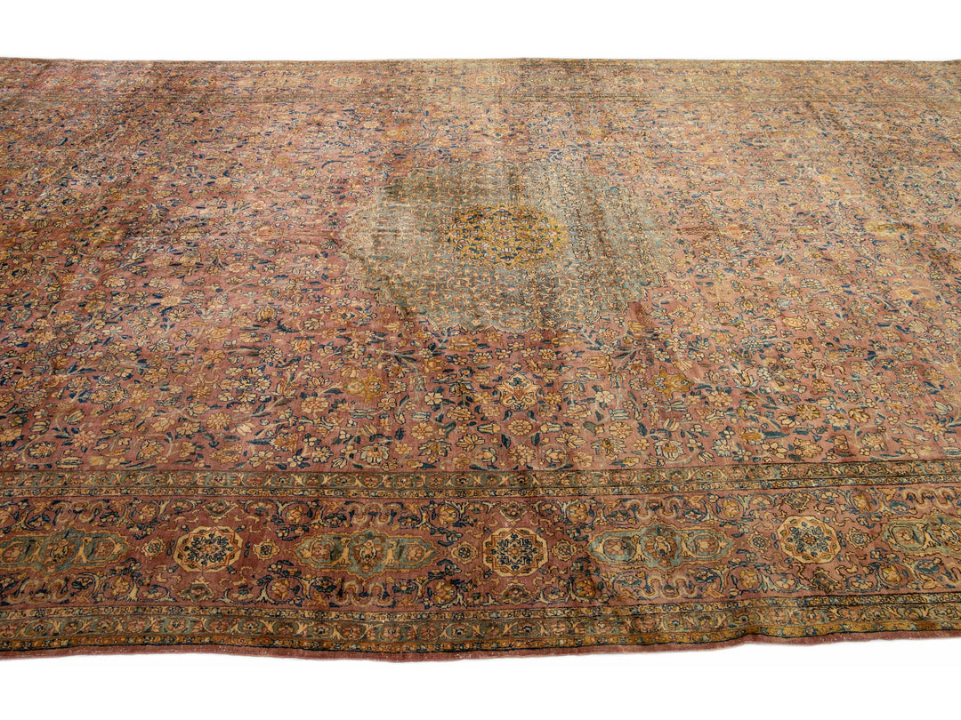 Antique Kerman Wool Rug 8 X 21