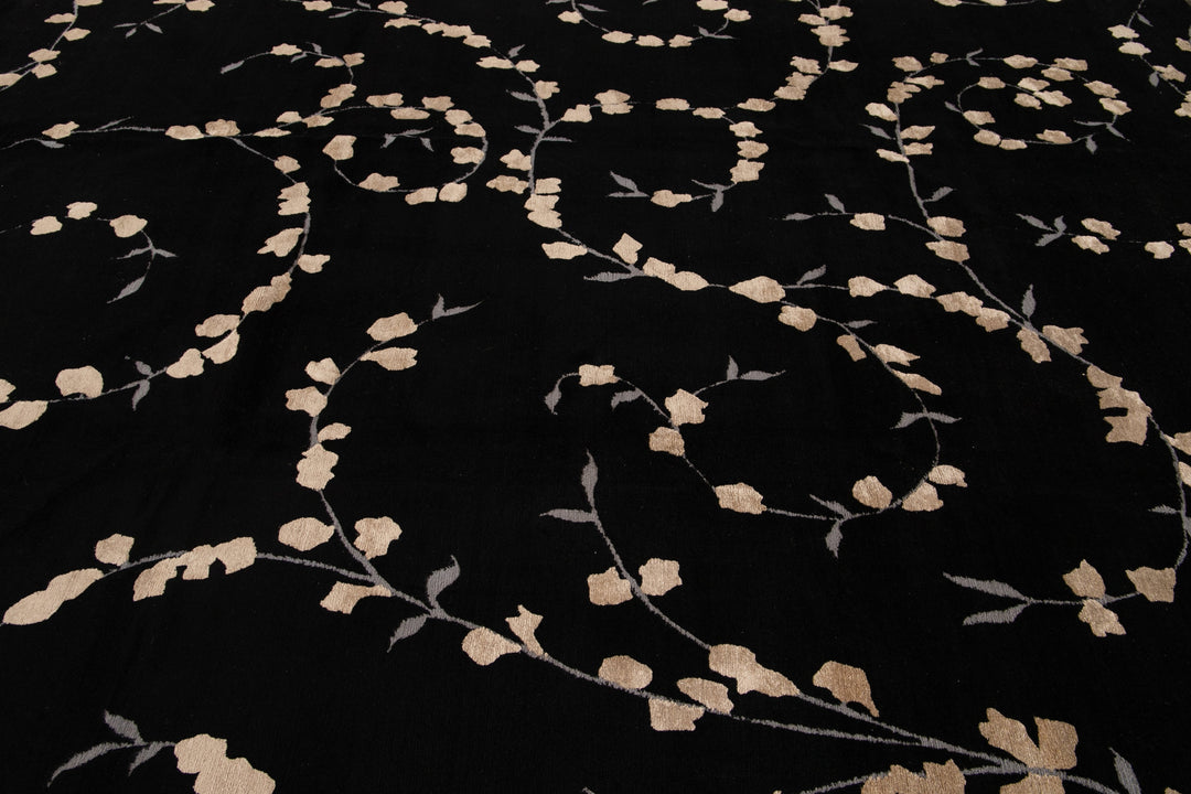 Transitional Tibetan Wool and Silk Rug 9 X 12