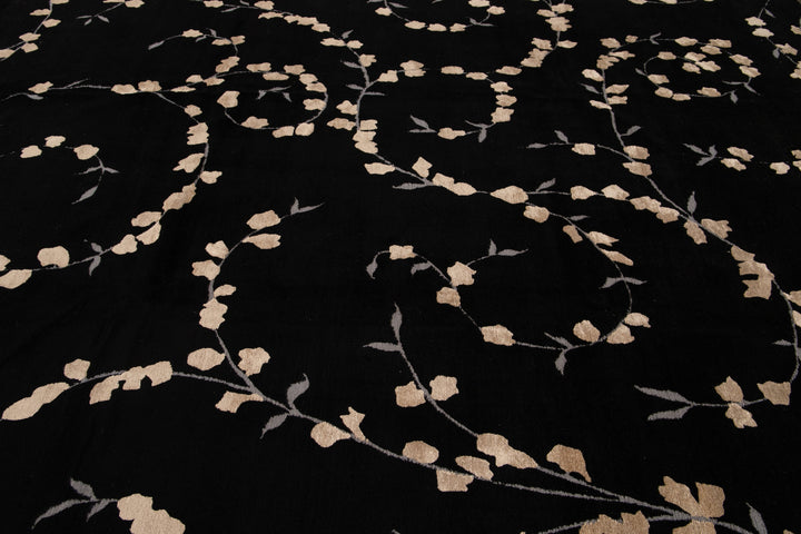 Transitional Tibetan Wool and Silk Rug 9 X 12