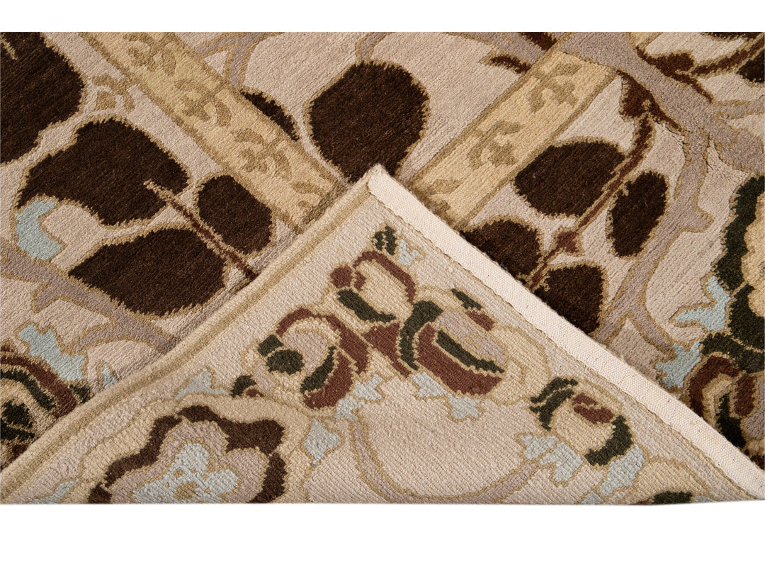 Modern Art & Crafts Style Wool Rug 9 X 12