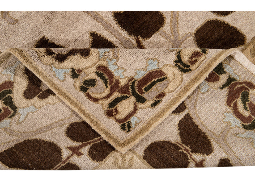 Modern Art & Crafts Style Wool Rug 9 X 12