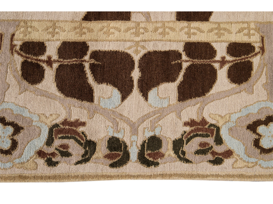 Modern Art & Crafts Style Wool Rug 9 X 12