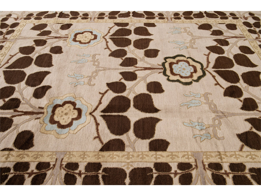 Modern Art & Crafts Style Wool Rug 9 X 12