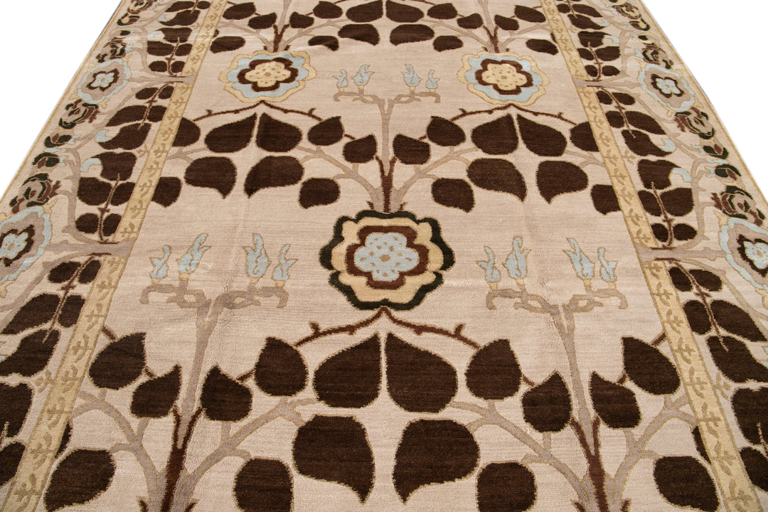 Modern Art & Crafts Style Wool Rug 9 X 12