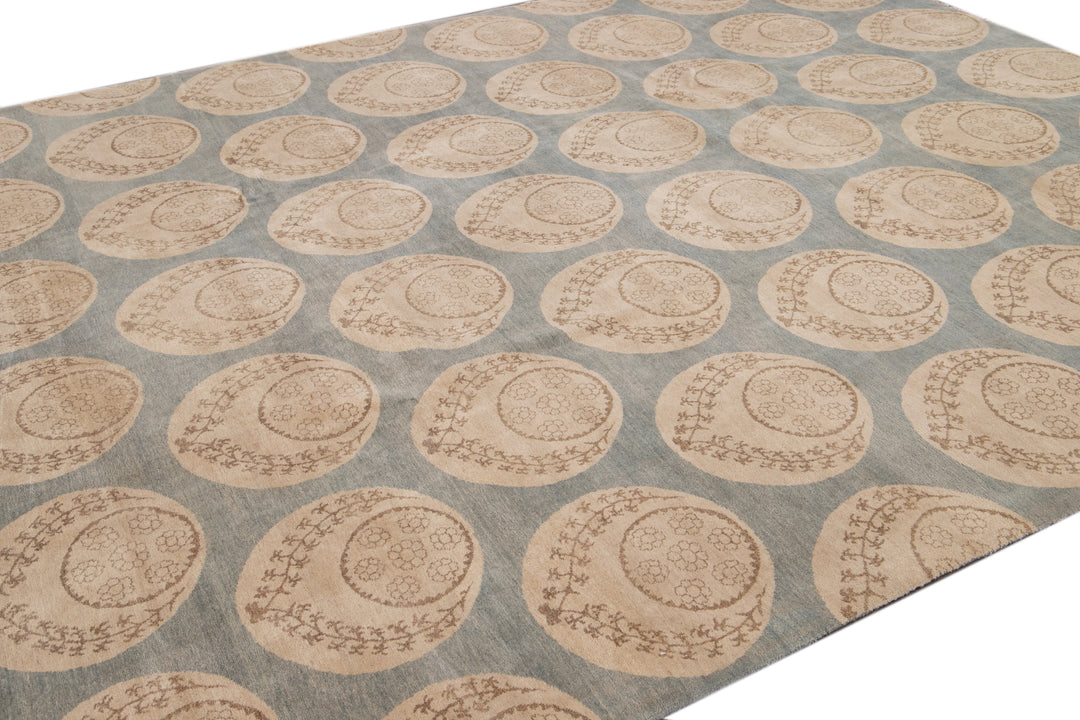 Modern Tibetan Wool Rug 9 X 12