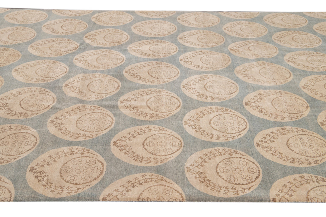 Modern Tibetan Wool Rug 9 X 12