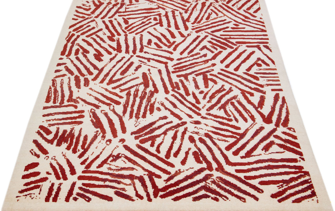 Modern Tibetan Wool Rug 6 X 9