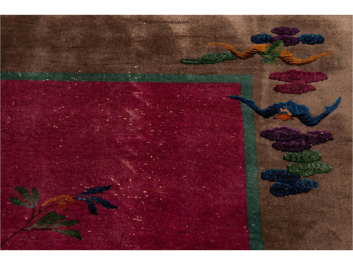 Antique Art Deco Chinese Wool Rug 9 X 12