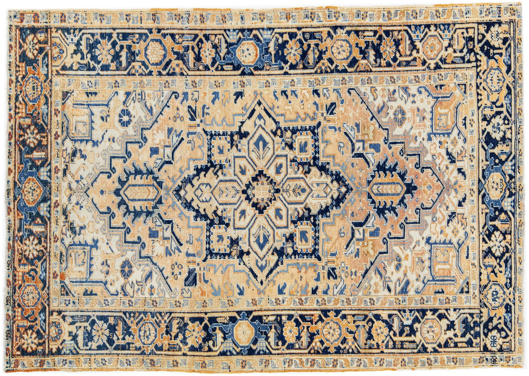 Antique Persian Heriz Wool Rug 6 X 8