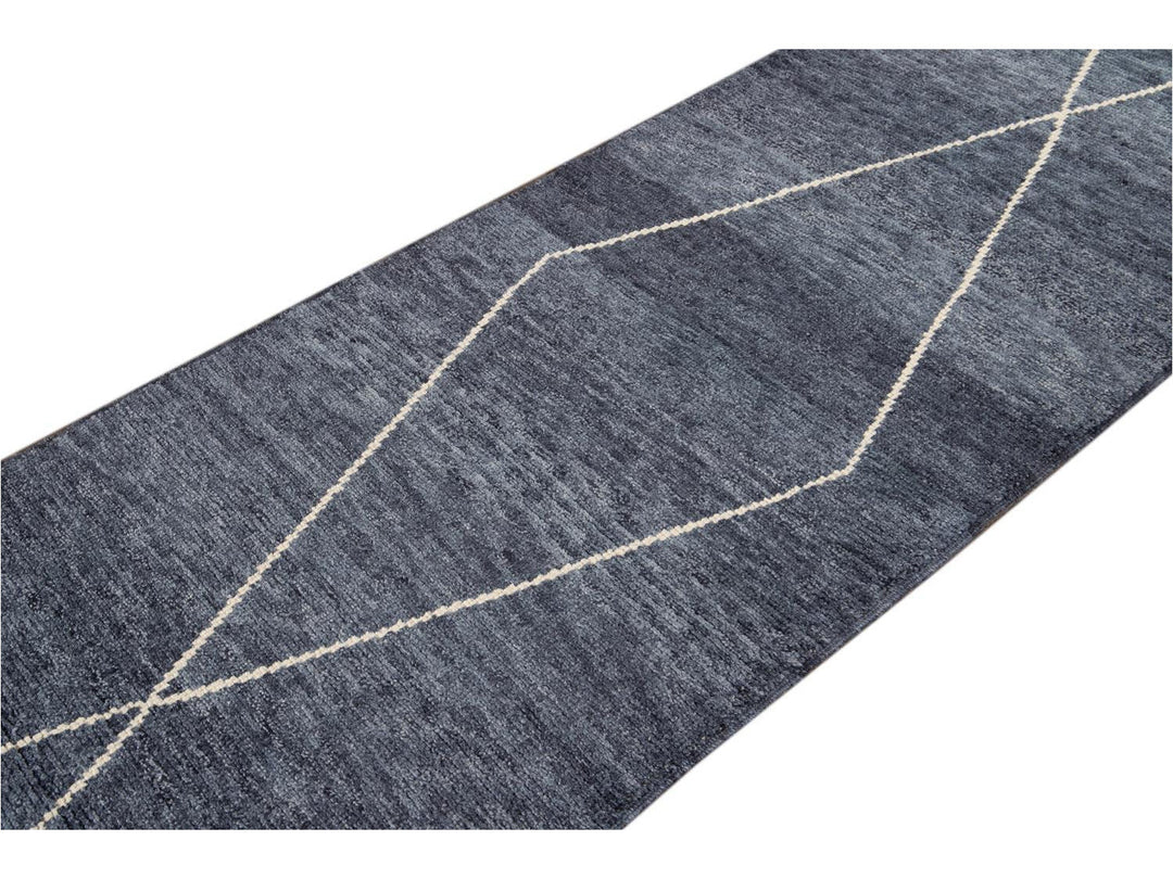 Modern Moroccan Style Wool Runner 3 X 14