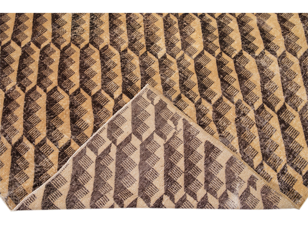 Vintage Turkish Deco Wool Rug 7 X 10