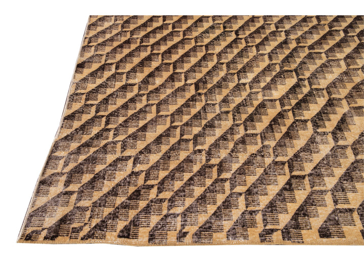 Vintage Turkish Deco Wool Rug 7 X 10