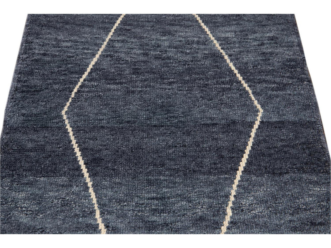 Modern Moroccan Style Wool Runner 3 X 14