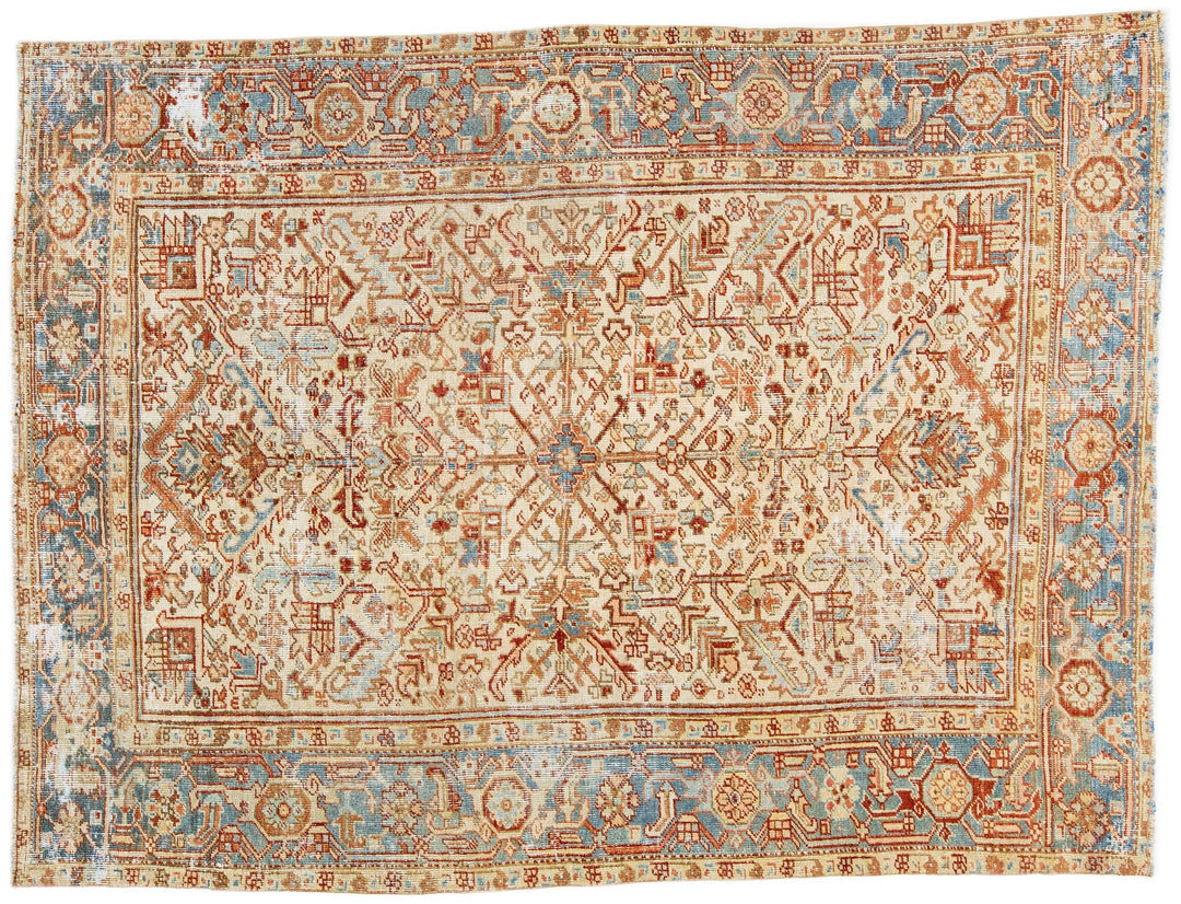 Antique Persian Heriz Wool Rug 6 X 8