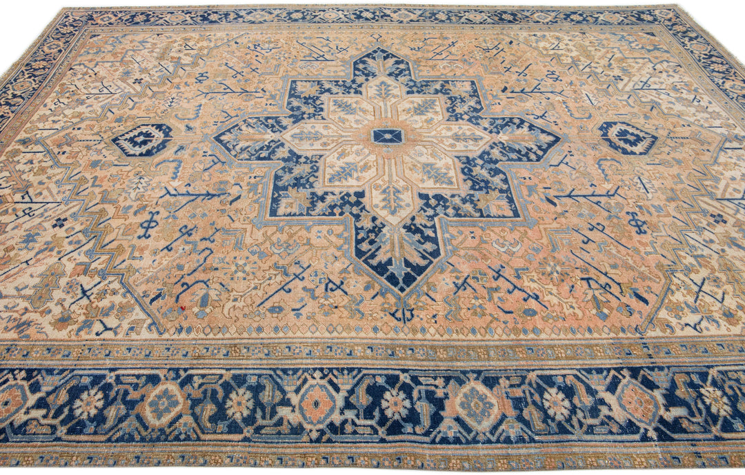 Antique Persian Heriz Wool Rug 10 X 13