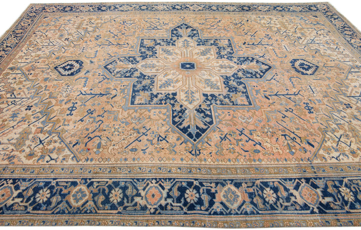 Antique Persian Heriz Wool Rug 10 X 13