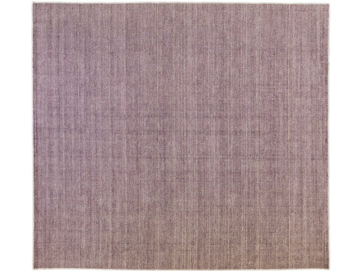 Modern Apadana's Groove Bamboo/Silk Handmade Purple Rug