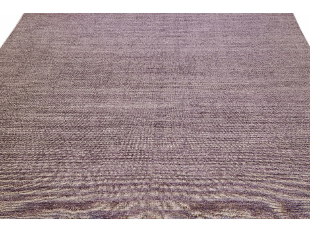 Modern Apadana's Groove Bamboo/Silk Handmade Purple Rug