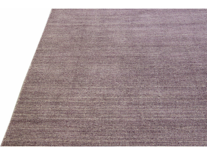 Modern Apadana's Groove Bamboo/Silk Handmade Purple Rug