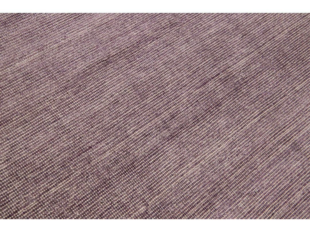 Modern Apadana's Groove Bamboo/Silk Handmade Purple Rug