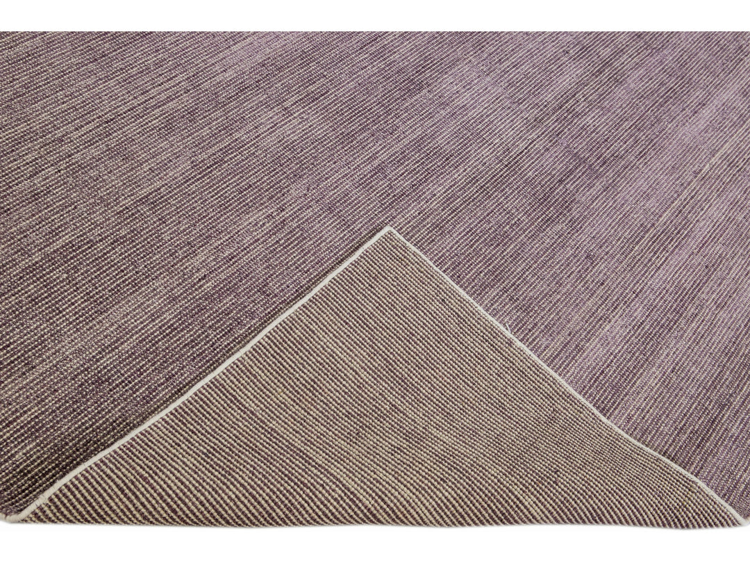 Modern Apadana's Groove Bamboo/Silk Handmade Purple Rug