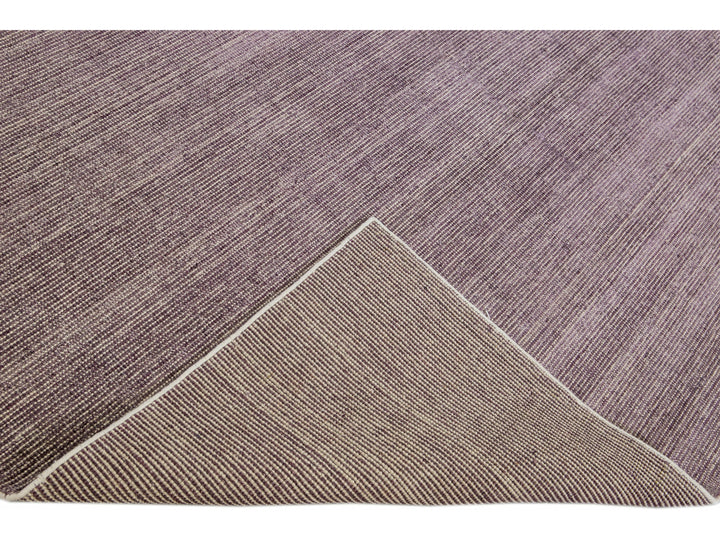 Modern Apadana's Groove Bamboo/Silk Handmade Purple Rug