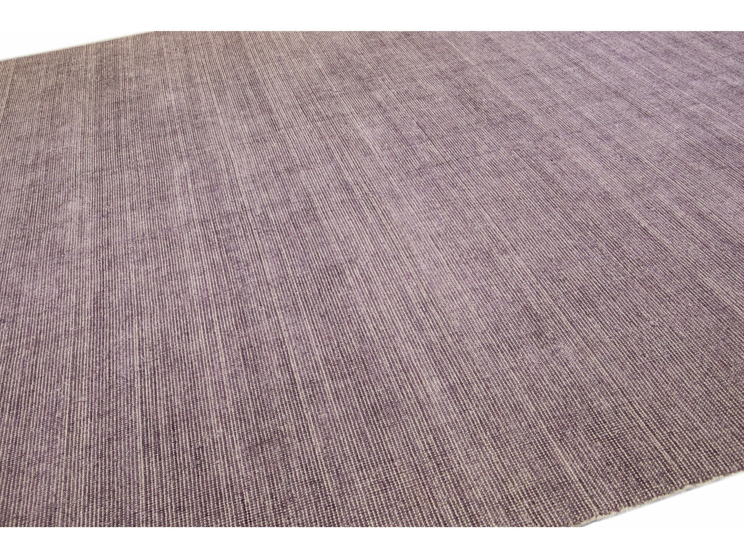 Modern Apadana's Groove Bamboo/Silk Handmade Purple Rug
