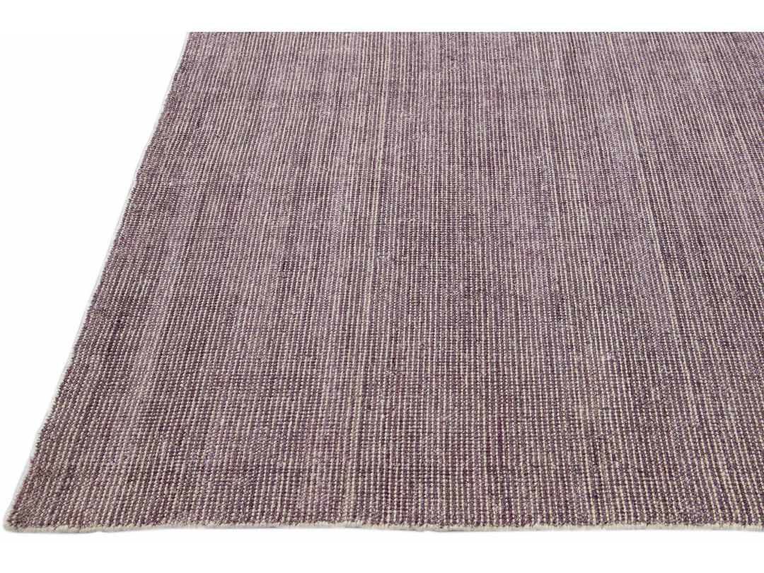 Modern Apadana's Groove Bamboo/Silk Handmade Purple Rug