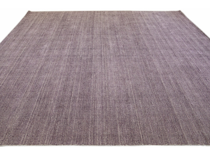 Modern Apadana's Groove Bamboo/Silk Handmade Purple Rug
