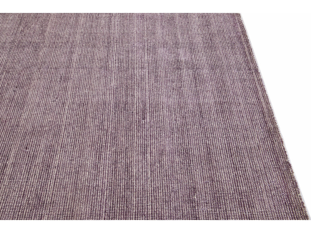 Modern Apadana's Groove Bamboo/Silk Handmade Purple Rug