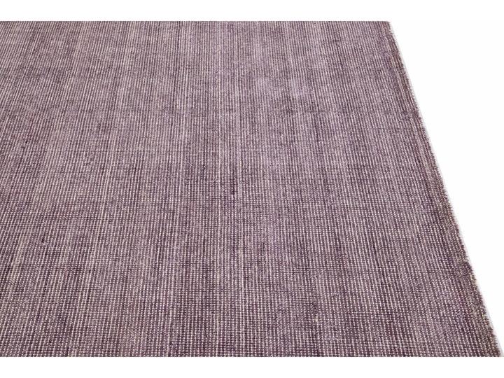 Modern Apadana's Groove Bamboo/Silk Handmade Purple Rug