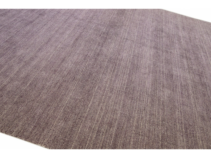 Modern Apadana's Groove Bamboo/Silk Handmade Purple Rug