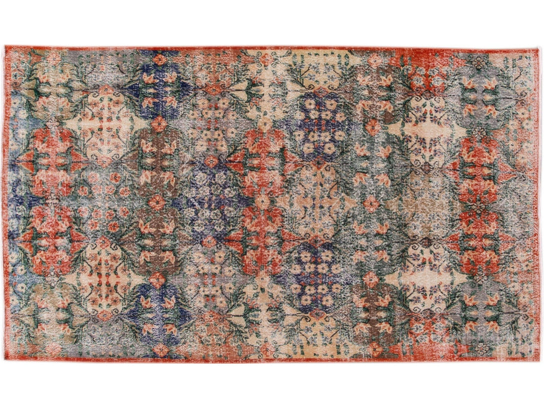 Vintage Turkish Deco Wool Rug 6 X 10