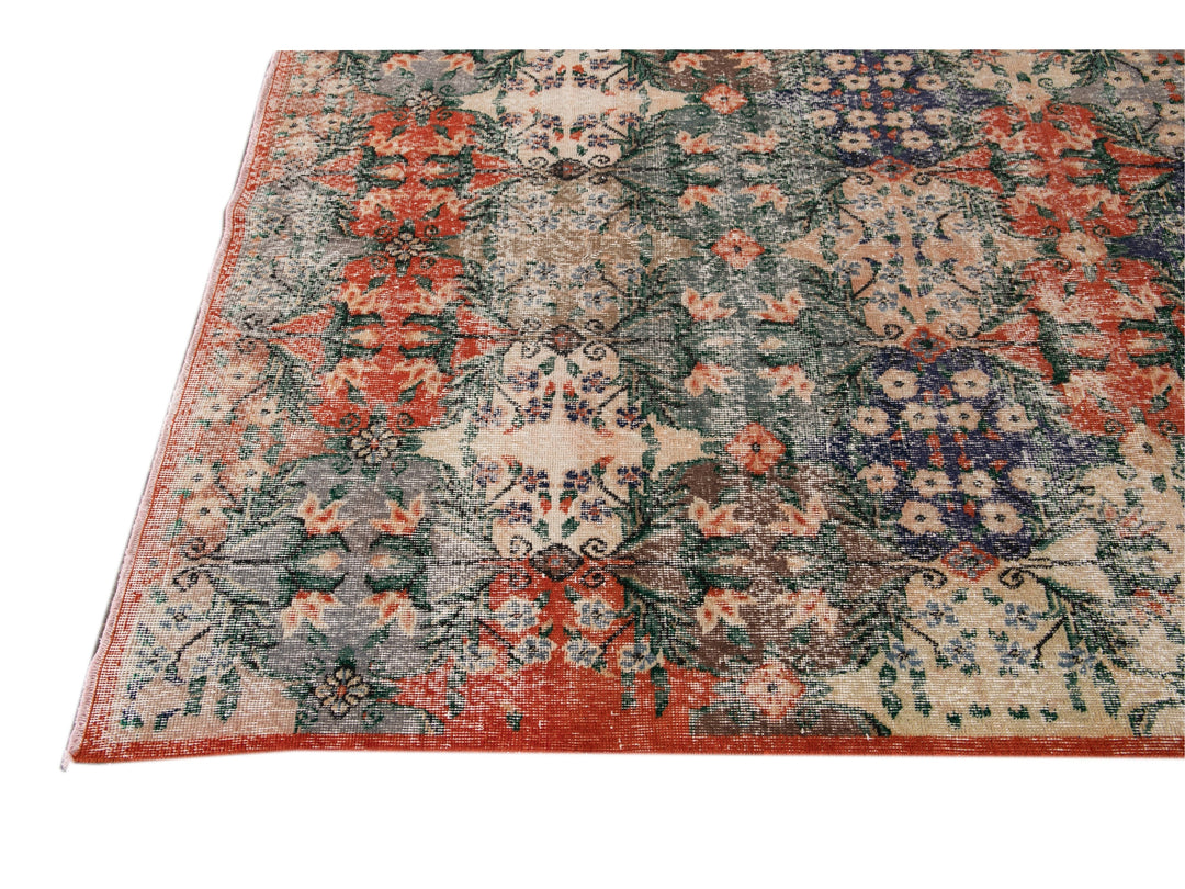 Vintage Turkish Deco Wool Rug 6 X 10