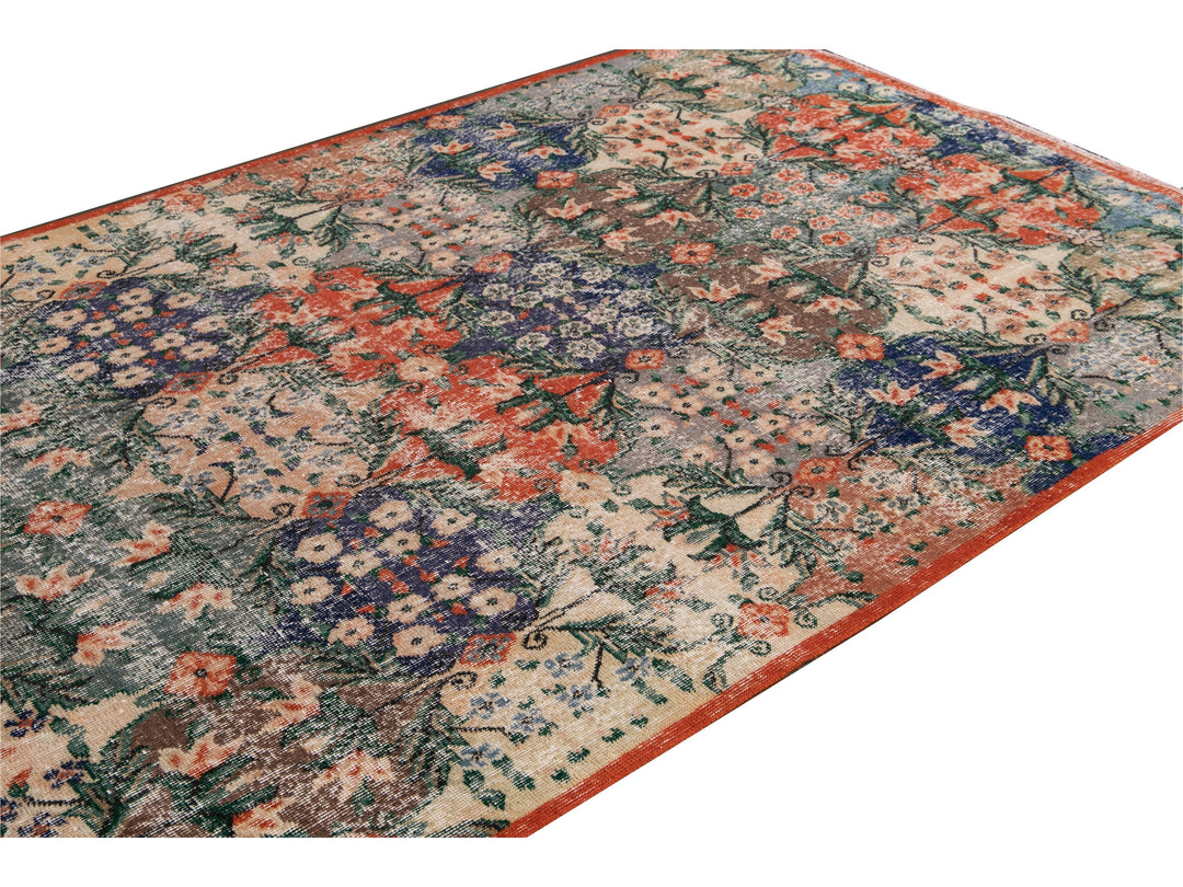 Vintage Turkish Deco Wool Rug 6 X 10