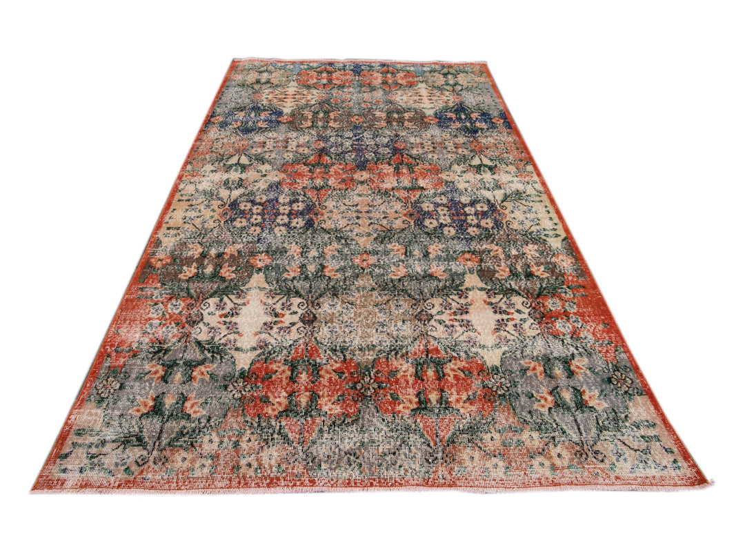Vintage Turkish Deco Wool Rug 6 X 10