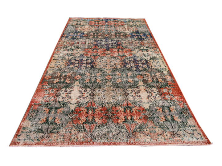 Vintage Turkish Deco Wool Rug 6 X 10