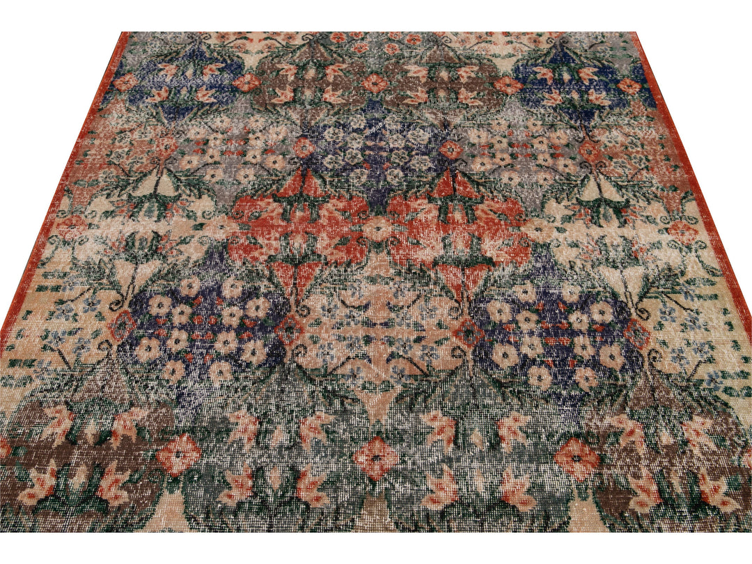 Vintage Turkish Deco Wool Rug 6 X 10