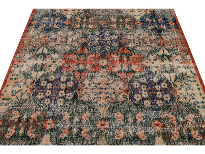 Vintage Turkish Deco Wool Rug 6 X 10