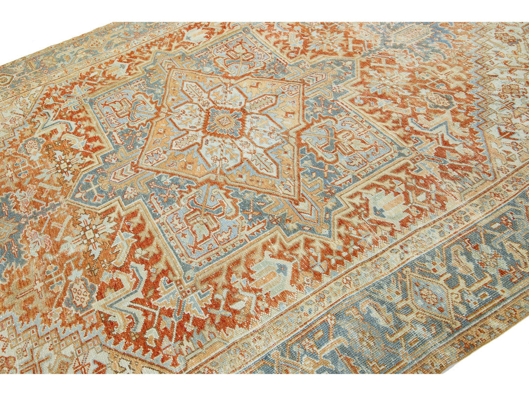 Antique Heriz Wool Rug 8 X 11